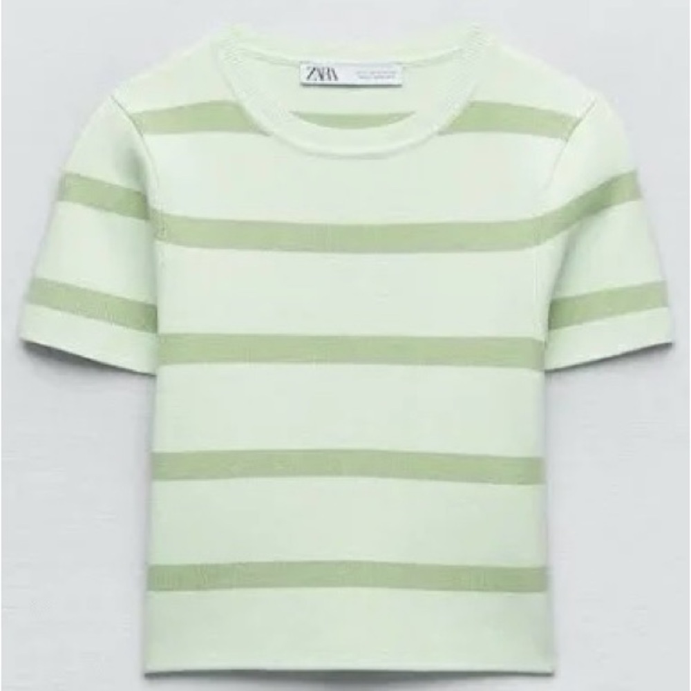 Zara Knit Cropped Striped Tee
